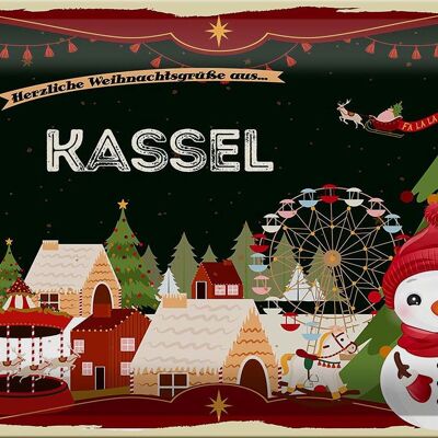 Cartel de chapa Saludos navideños de KASSEL 30x20cm