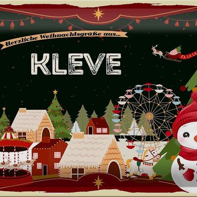 Cartel de chapa Saludos navideños de KLEVE 30x20cm