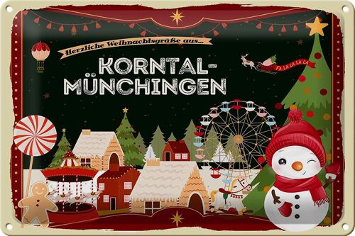 Blechschild Weihnachten Grüße KORNTAL-MÜNCHINGEN 30x20cm