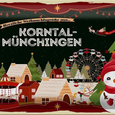 Cartel de chapa Saludos navideños KORNTAL-MÜNCCHINGEN 30x20cm