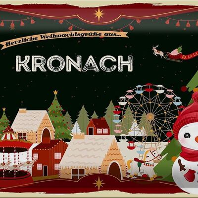 Plaque en tôle Salutations de Noël de KRONACH 30x20cm