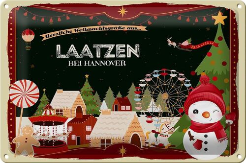 Blechschild Weihnachten Grüße aus LAATZEN BEI HANNOVER 30x20cm