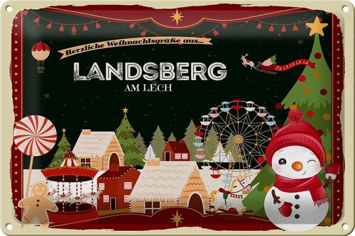 Blechschild Weihnachten Grüße LANDSBERG AM LECH 30x20cm