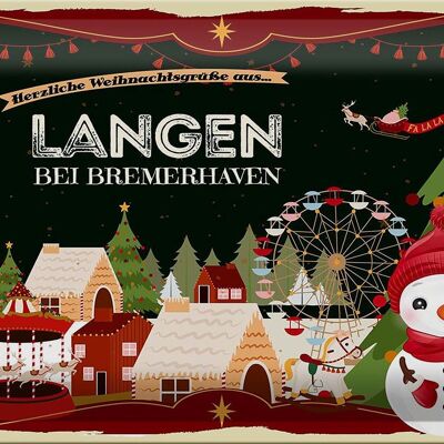 Plaque en tôle Salutations de Noël de LANGEN BEI BREMERHAVEN 30x20cm