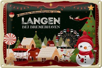 Plaque en tôle Salutations de Noël de LANGEN BEI BREMERHAVEN 30x20cm 1