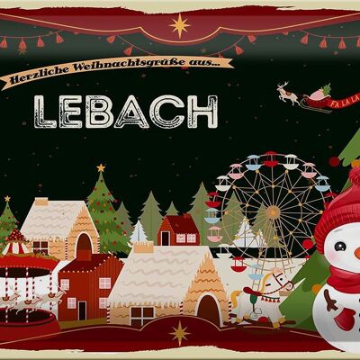 Tin sign Christmas greetings from LEBACH 30x20cm