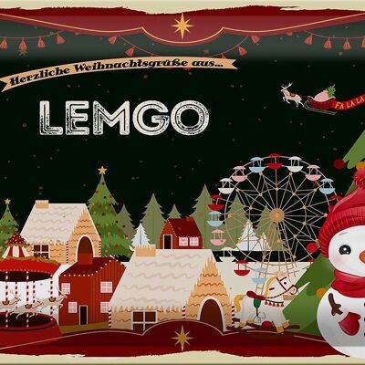 Cartel de chapa Saludos navideños de LEMGO 30x20cm