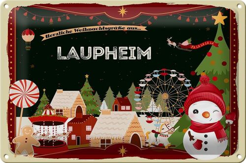 Blechschild Weihnachten Grüße LAUPHEIM 30x20cm