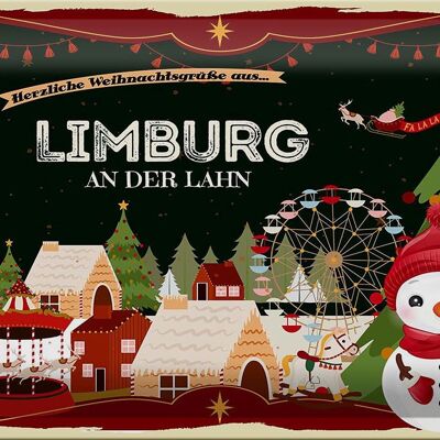 Cartel de chapa Saludos navideños LIMBURG AN DER LAHN 30x20cm