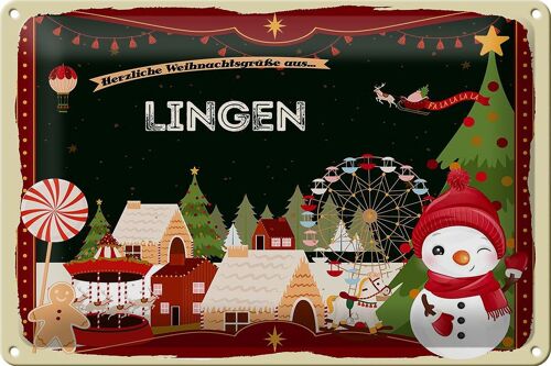 Blechschild Weihnachten Grüße aus LINGEN 30x20cm