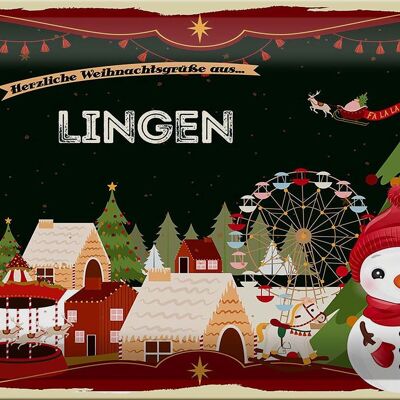Cartel de chapa Saludos navideños de LINGEN 30x20cm