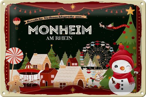Blechschild Weihnachten Grüße MONHEIM AM RHEIN 30x20cm