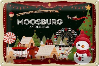Plaque en tôle Salutations de Noël de MOOSBURG AN DER ISAR 30x20cm 1