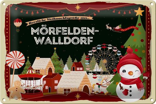 Blechschild Weihnachten Grüße MÖRFELDEN-WALLDORF 30x20cm