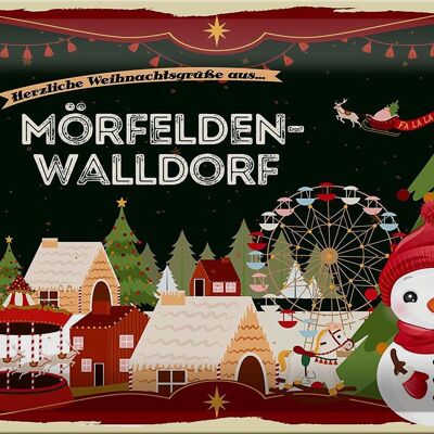Cartel de chapa Saludos navideños MÖRFELDEN-WALLDORF 30x20cm
