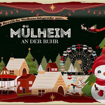 Plaque en tôle Salutations de Noël MÜLHEIM AN DER RUHR 30x20cm