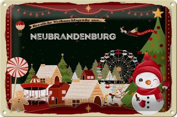 Plaque en tôle Salutations de Noël de NEUBRANDENBURG 30x20cm 1