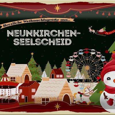 Cartel de chapa Saludos navideños de NEUNKIRCHEN-SEELSCHEID 30x20cm