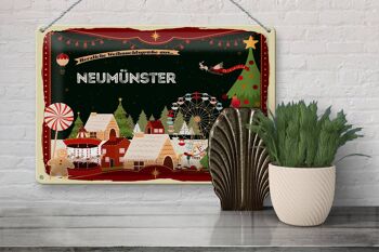 Plaque en tôle Salutations de Noël NEUMÜNSTER 30x20cm 3