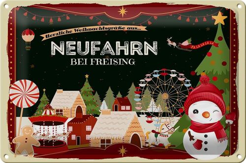 Blechschild Weihnachten Grüße NEUFAHRN BEI FREISING 30x20cm