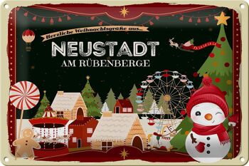 Plaque en tôle Salutations de Noël de NEUSTADT AM RÜBENBERGE 30x20cm 1