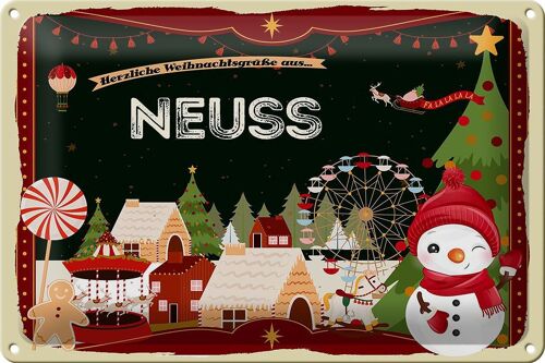 Blechschild Weihnachten Grüße NEUSS FEST 30x20cm