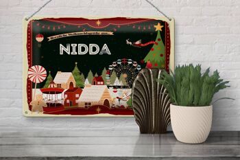 Plaque en tôle Salutations de Noël NIDDA FEST 30x20cm 3