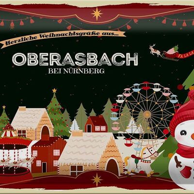 Blechschild Weihnachten Grüße aus OBERASBACH BEI NÜRNBERG 30x20cm