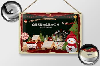 Plaque en tôle Salutations de Noël d'OBERASBACH BEI NÜRNBERG 30x20cm 2