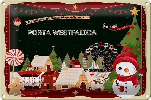Blechschild Weihnachten Grüße aus PORTA WESTFALICA 30x20cm