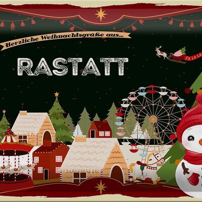 Blechschild Weihnachten Grüße aus RASTATT 30x20cm