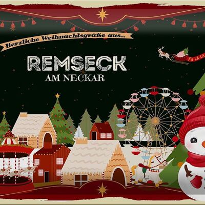 Metal sign Christmas greetings REMSECK AM NECKAR 30x20cm