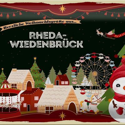 Blechschild Weihnachten Grüße RHEDA-WIEDENBRÜCK 30x20cm