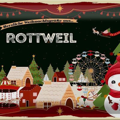 Blechschild Weihnachten Grüße ROTTWEIL 30x20cm