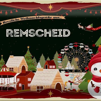 Blechschild Weihnachten Grüße REMSCHEID 30x20cm