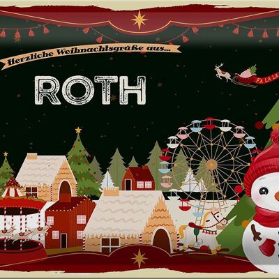 Cartel de chapa Saludos navideños de ROTH 30x20cm