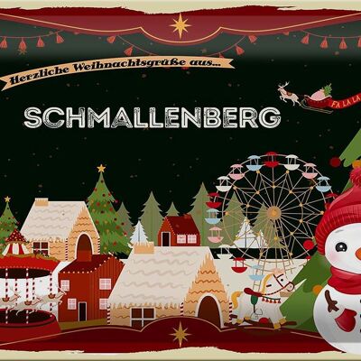 Blechschild Weihnachten Grüße aus SCHMALLENBERG 30x20cm