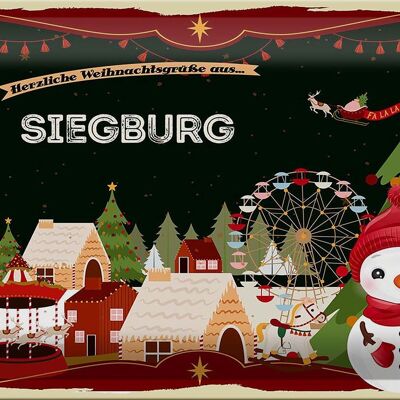 Blechschild Weihnachten Grüße SIEGBURG 30x20cm