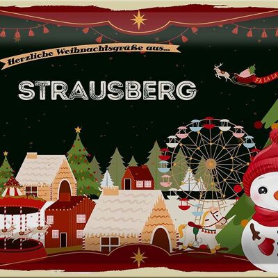 Cartel de chapa Saludos navideños STRAUSBERG 30x20cm