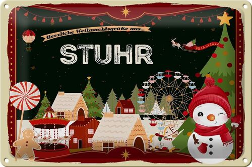 Blechschild Weihnachten Grüße aus STUHR 30x20cm