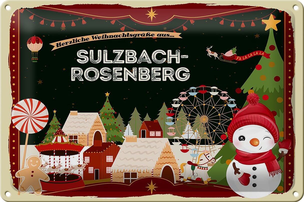 Targa in metallo auguri di Natale SULZBACH-ROSENBERG 30x20cm