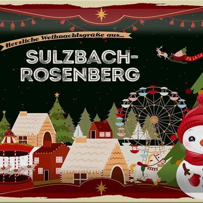 Blechschild Weihnachten Grüße SULZBACH-ROSENBERG 30x20cm