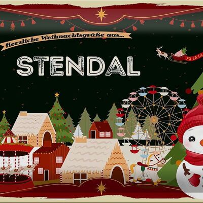 Cartel de chapa Saludos navideños de STENDAL 30x20cm