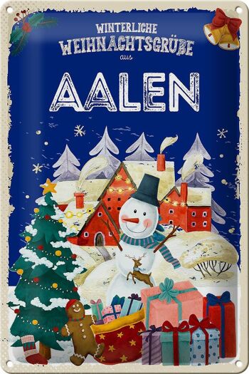 Plaque en tôle Salutations de Noël AALEN Fest 20x30cm 1