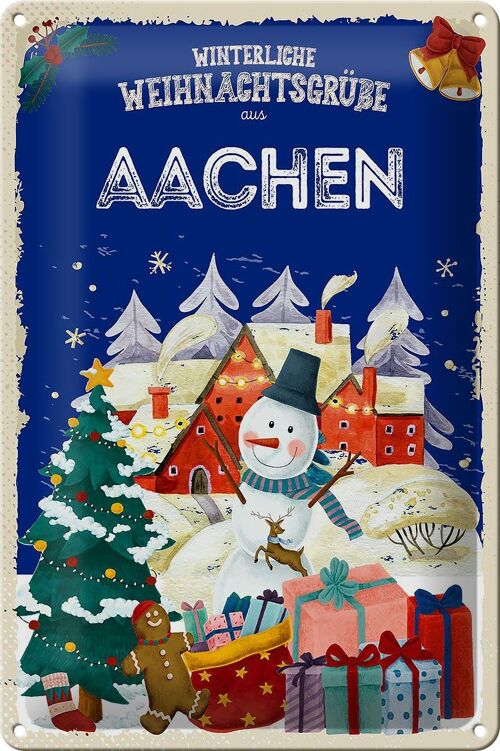 Blechschild Weihnachtsgrüße AACHEN Fest 20x30cm