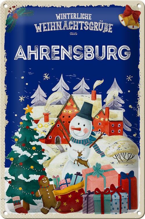 Blechschild Weihnachtsgrüße aus AHRENSBURG 20x30cm