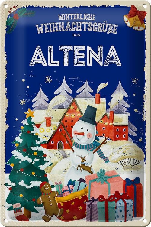 Blechschild Weihnachtsgrüße aus ALTENA 20x30cm