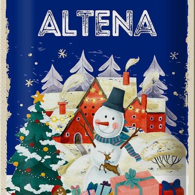 Cartel de chapa Saludos navideños de ALTENA 20x30cm