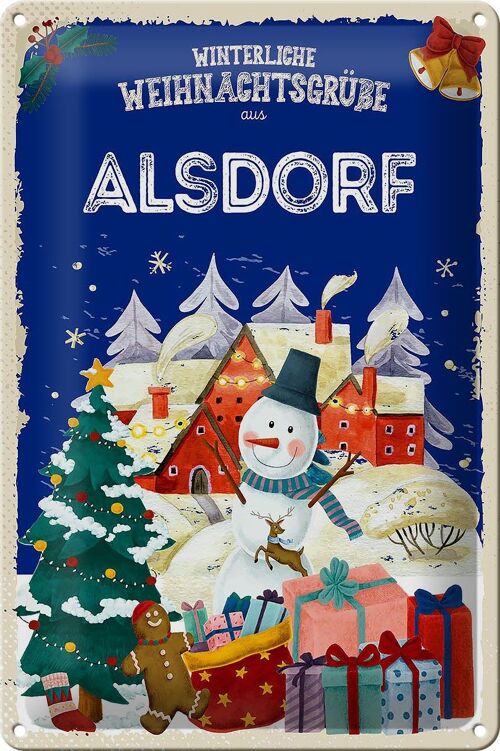 Blechschild Weihnachtsgrüße aus ALSDORF 20x30cm