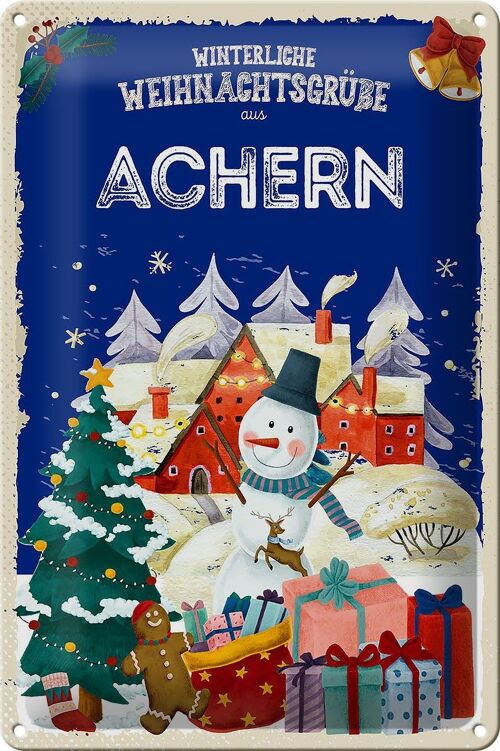 Blechschild Weihnachtsgrüße ACHERN Fest 20x30cm